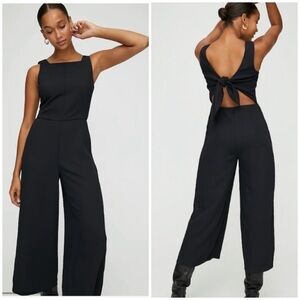 NWT Aritzia Wilfred Ecoulement Tieback Sleeveless Formal Black Wide Leg Jumpsuit